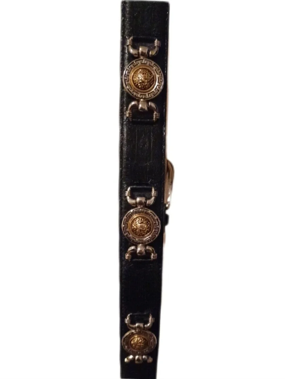 Women's Black Leather Medallion Belt